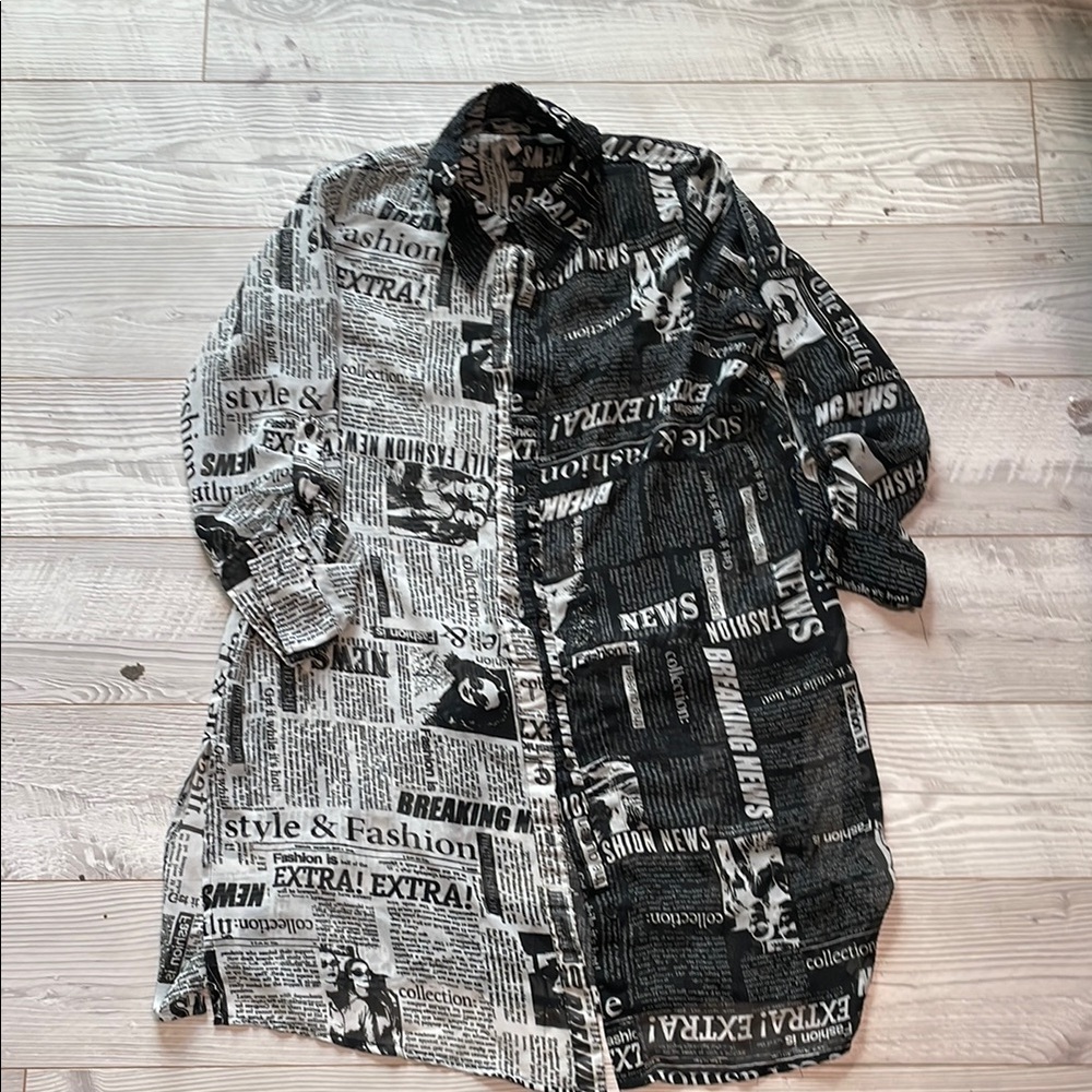 Live 4 Truth Black and White Newspaper Print Shirt Jacket